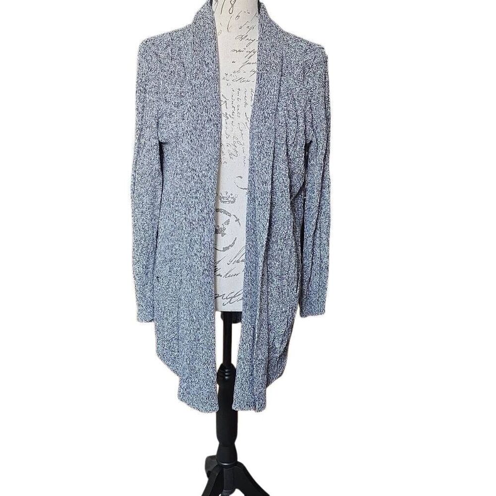 St John's Bay Women's Size Large Gray Marled Knit Open Cardigan Sweater